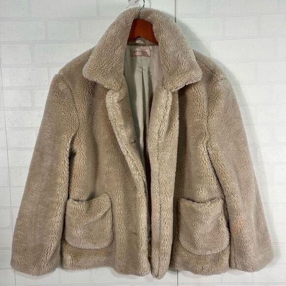 Philosophy Womens Teddy Jacket size M/L Tan Fluffy Cozy teddy - Picture 1 of 11